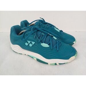 Yonex Men 9.5 Women 11 FusionRev 5 Teal White Green Court Shoes Athletic Sneaker